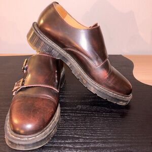 Solovair Burgundy Rub-Off Double Buckle Monk Shoe (USM 7.5, UK 6.5)